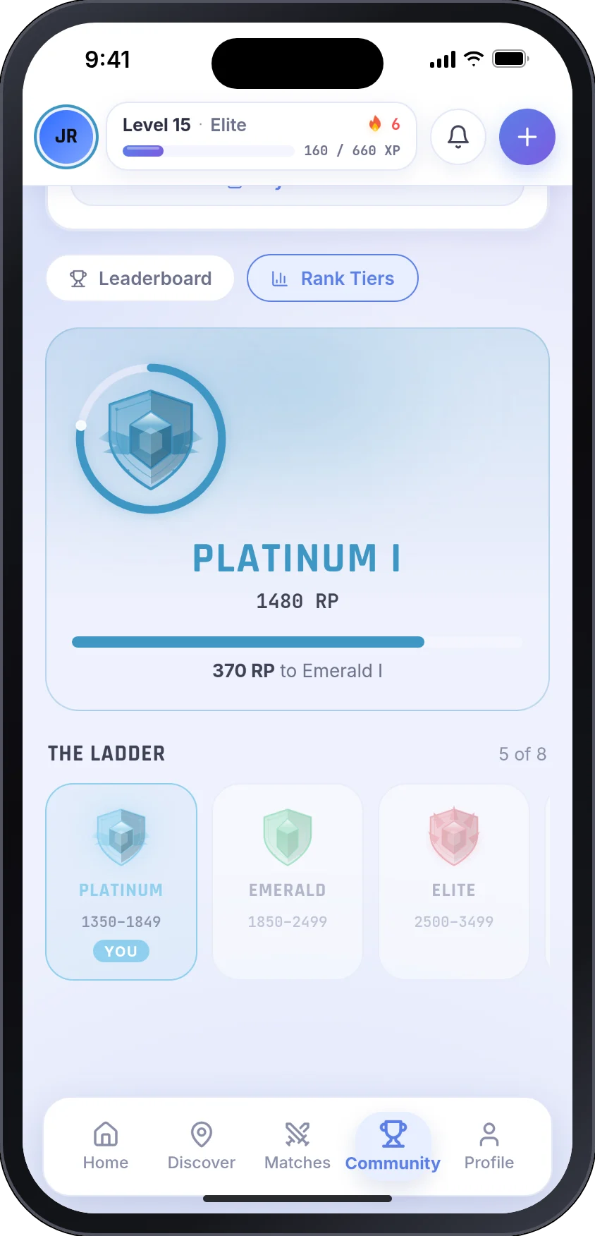 Rank ladder showing Platinum tier